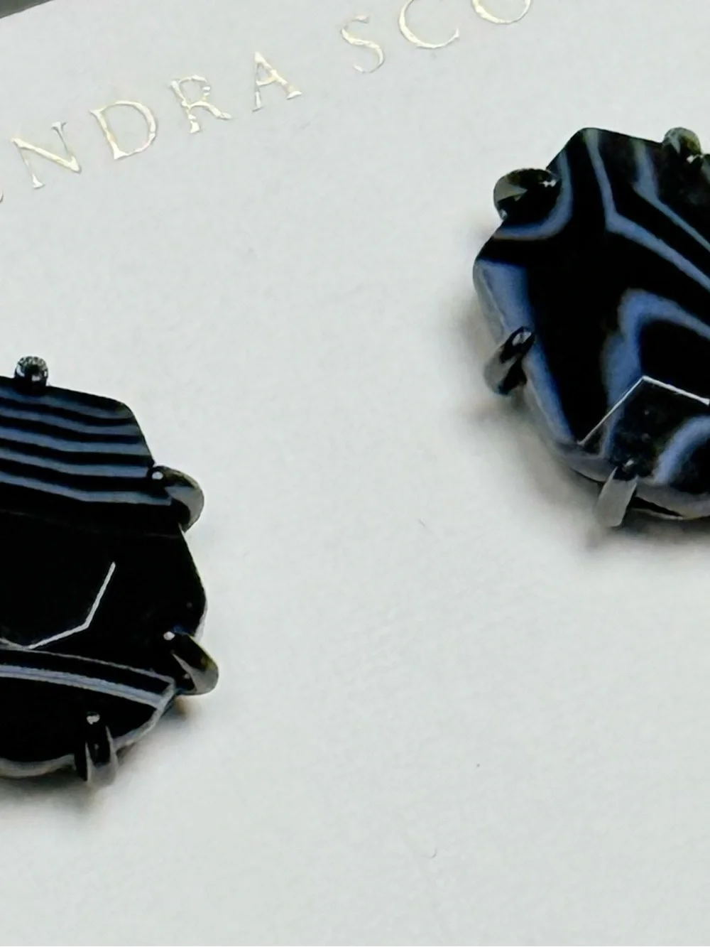 Kendra Scott Morgan Gunmetal Studs in Black Banded Agate - Picture 3 of 5